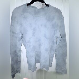 Armani Exchange Tie-dye Blue Muscle Fit Long Sleeve Thermal Shirt